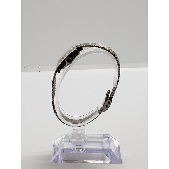 Women\'s Timex dress watch. Square silver opalescent face. Silver decorative band main image 8